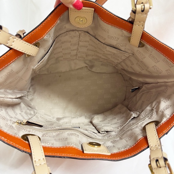 MICHAEL KORS Orange Leather Tote Bag With Adjustable Straps 14”x10.5”x6” - Picture 7 of 11
